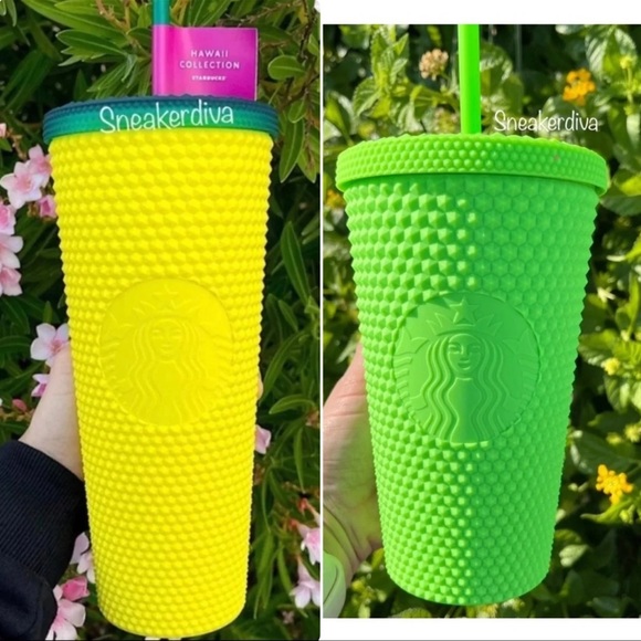 Starbucks Other - 💚Starbucks ❇️Neon Green/pineapples🍍studded cups